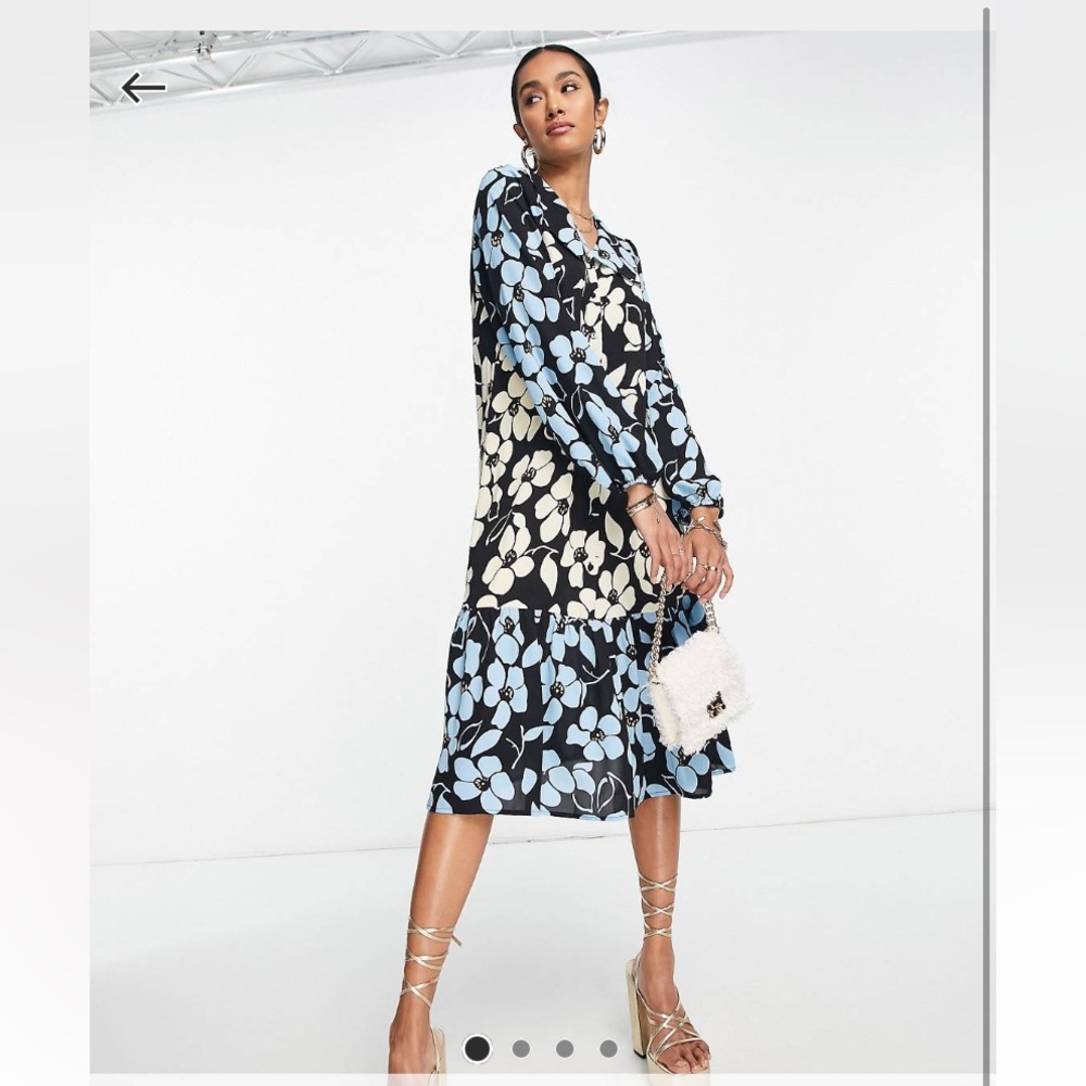 ASOS Y.A.S floral midi dress with exaggerated collar